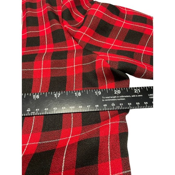 Henry Lee Womens Button Front Shirt Red Black Plaid Cuff Sleeve Stretch Sz 12 - Picture 5 of 8